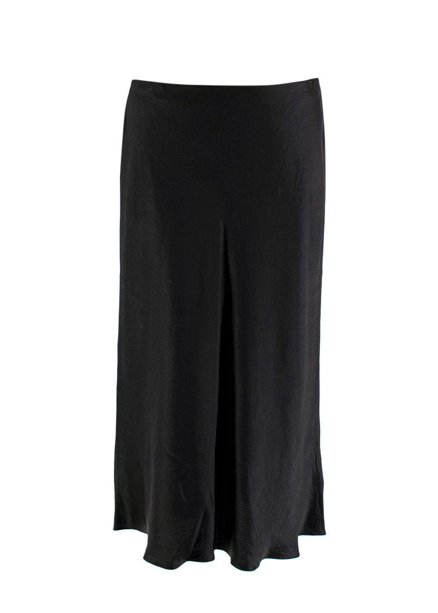 Vince Black Satin Midi Skirt