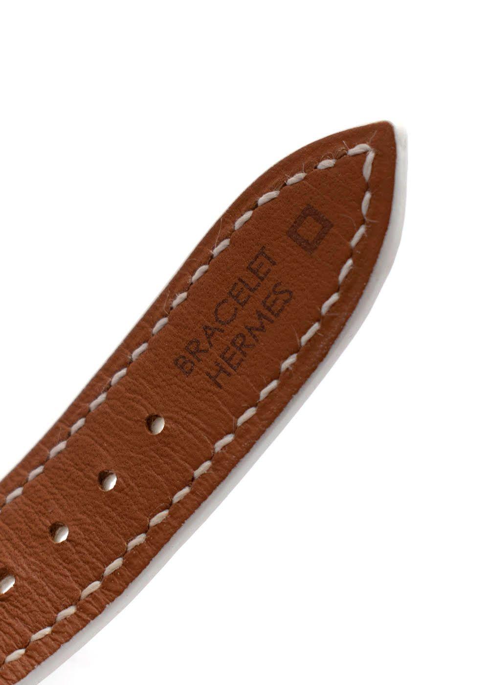 Hermès White Heure H Watch in Matte Chantilly Alligator with Diamonds