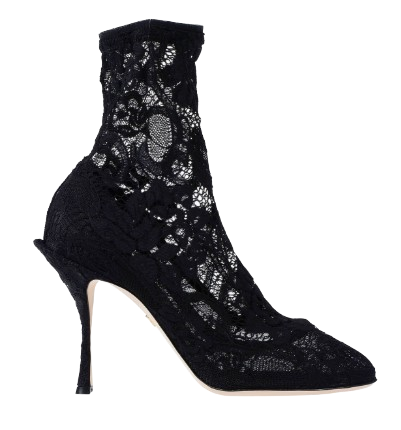 Dolce & Gabbana Black Lace Sock Heels