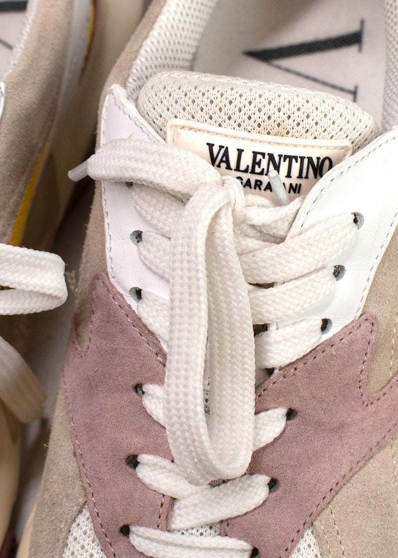 Valentino Suede, Mesh & Leather Chunky Sneakers