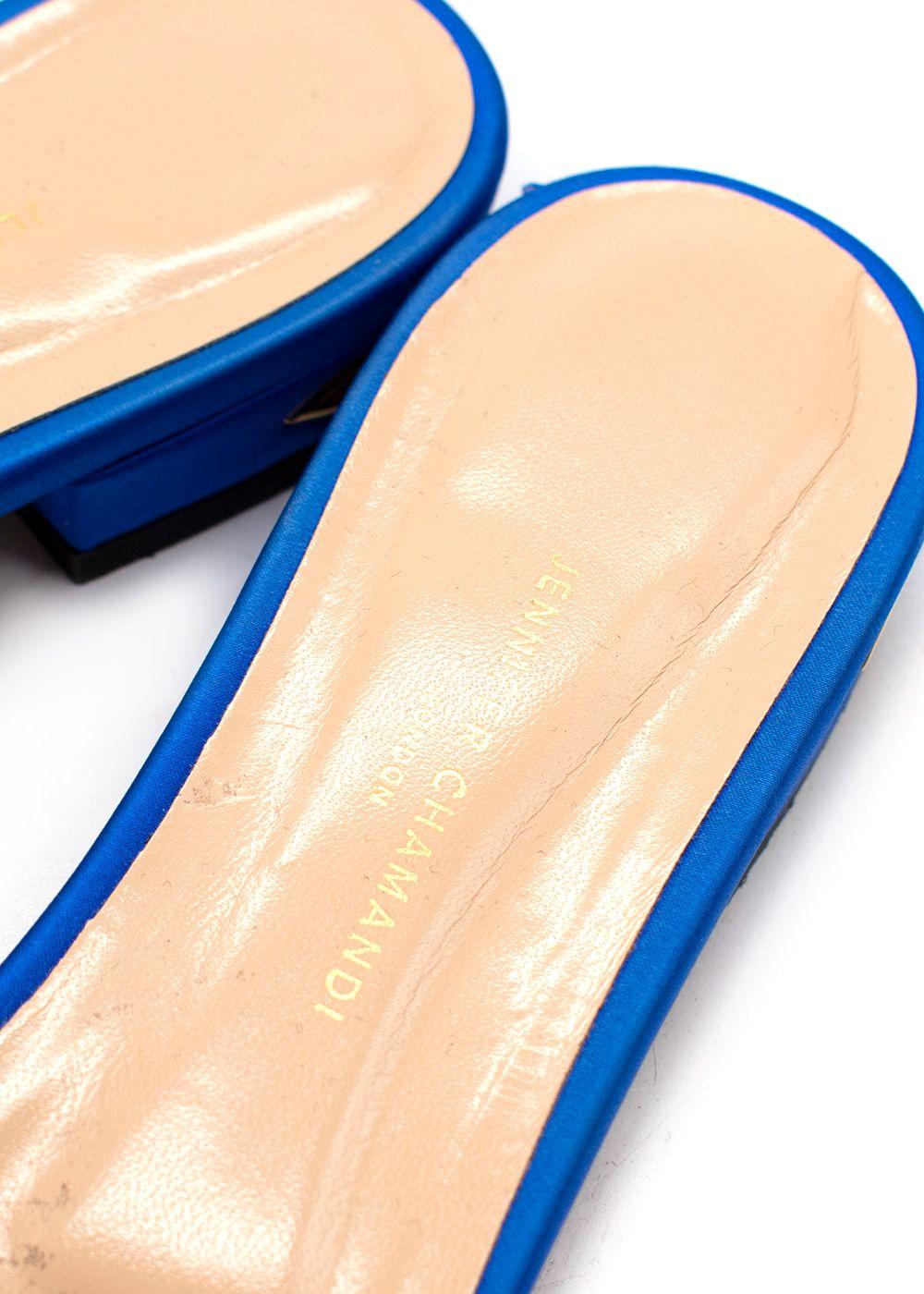 Jennifer Chamandi Blue Satin Slides