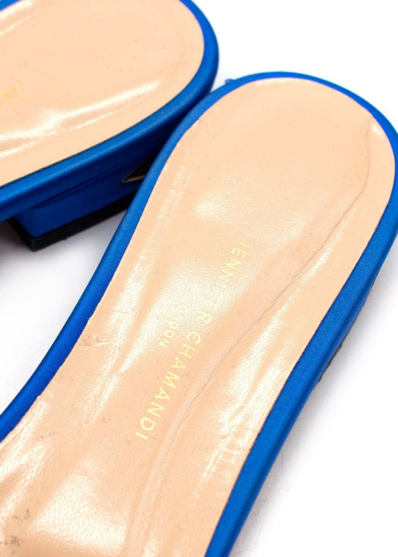 Jennifer Chamandi Blue Satin Slides