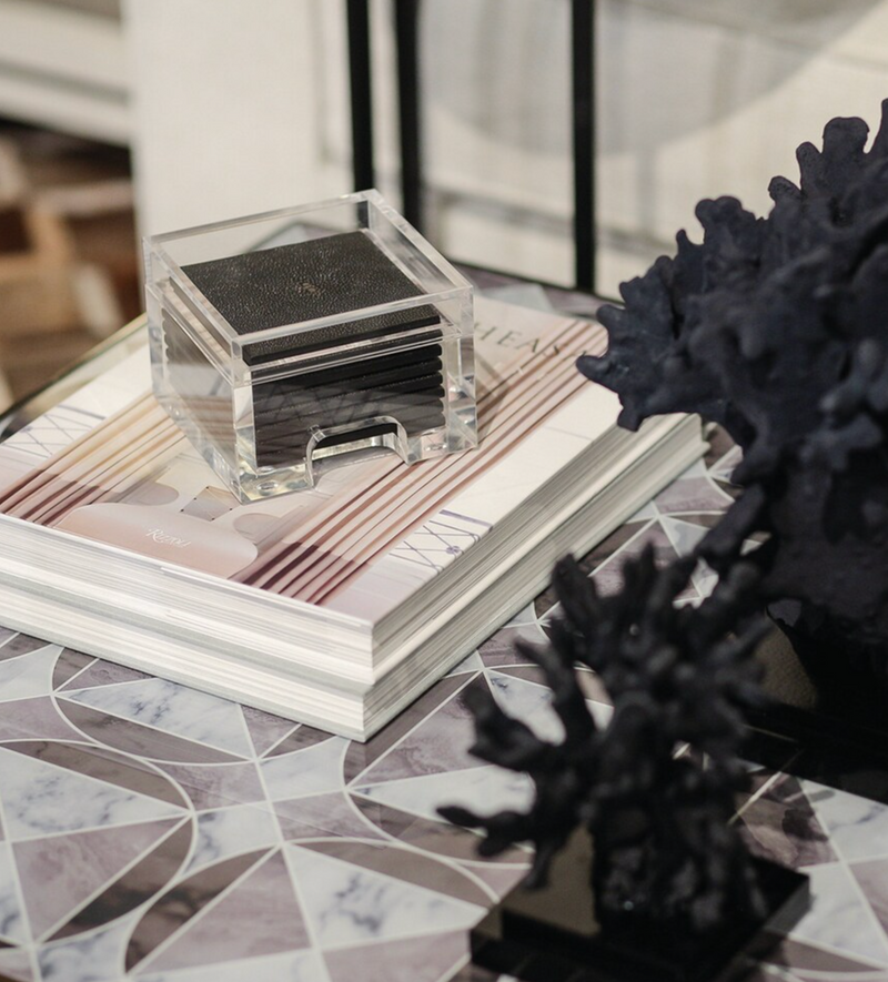 Posh Trading Company Coastbox with Faux Shagreen Coasters (Set of 8)