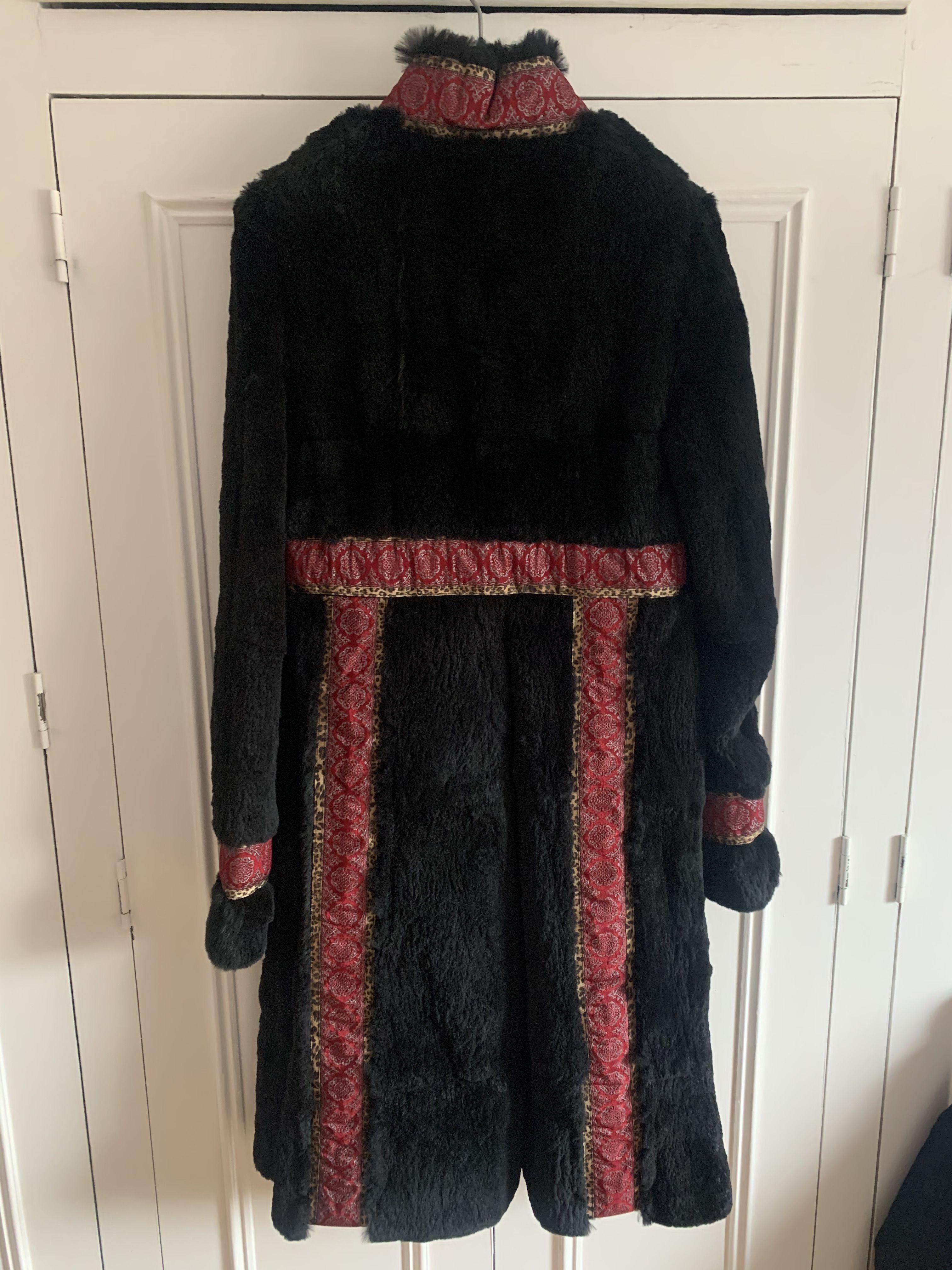 Galliano Black Embroidered Rabbit Fur Coat