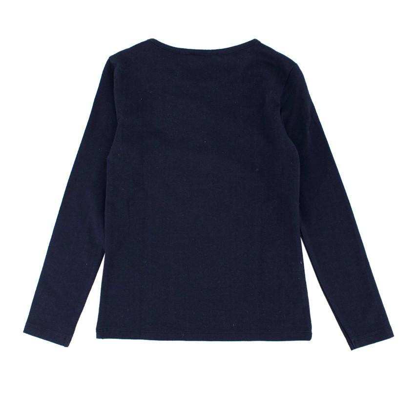 Lili Gaufrette Girls 8Y Navy Moon Print Top