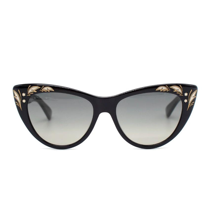 Gucci Black Cat Eye Mother of Pearl Embellished Sunglasses