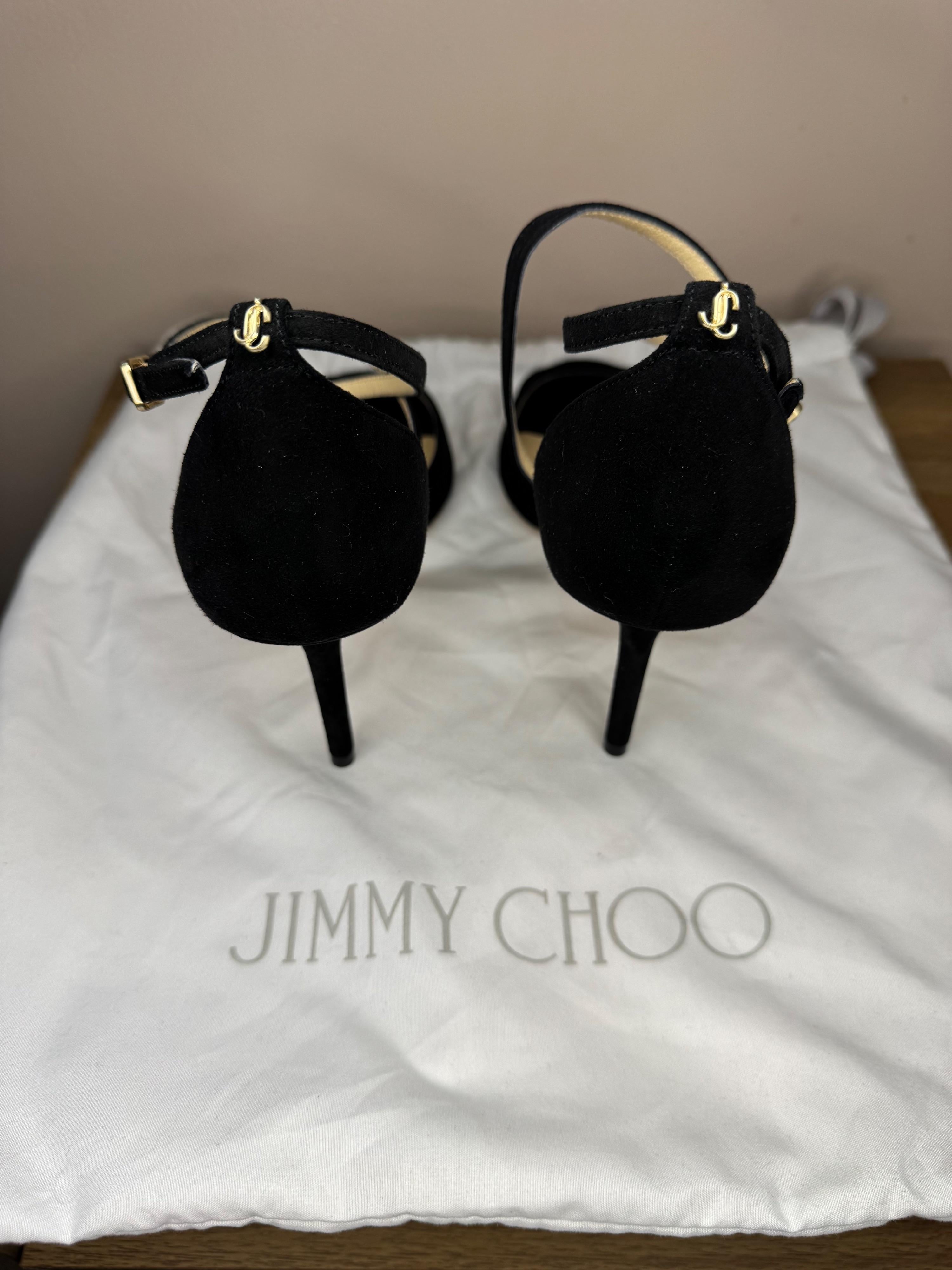 Jimmy Choo Black Suede Emsy 85 Sandals