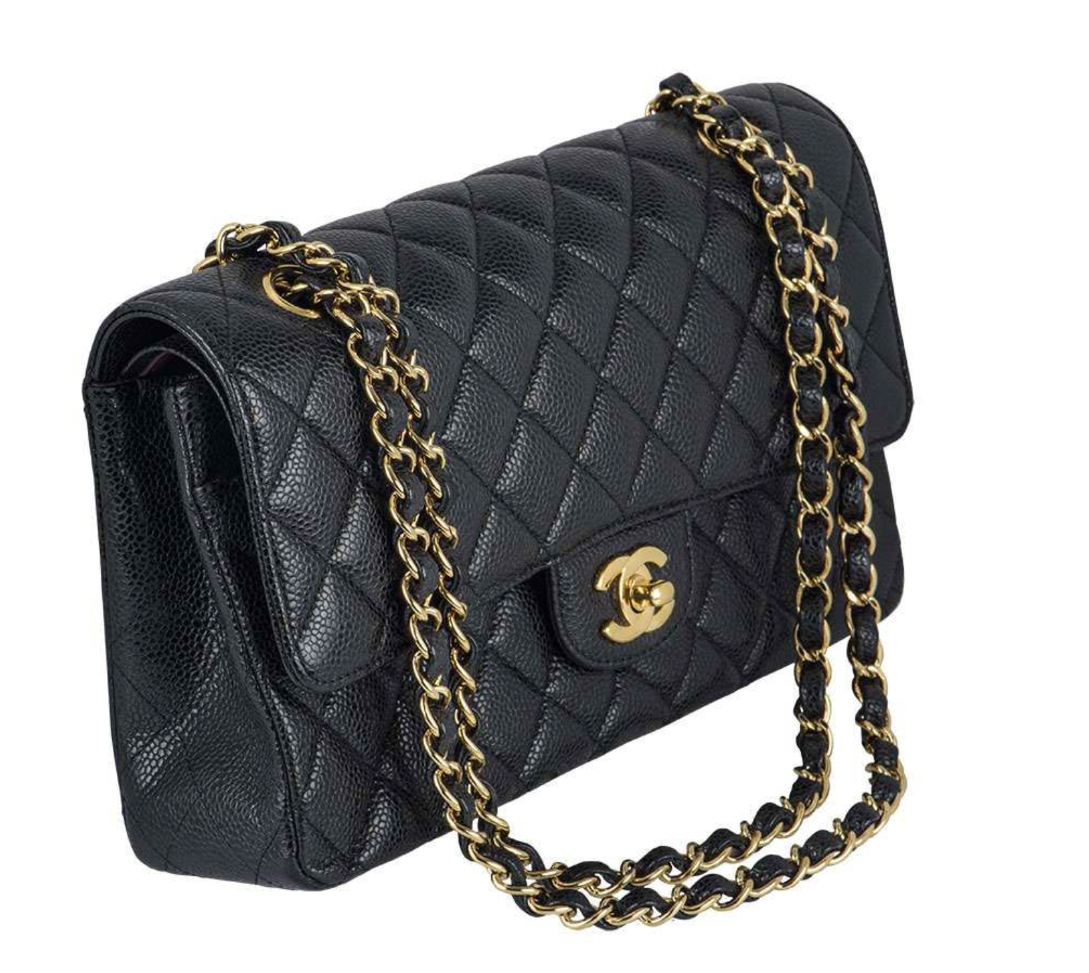 Black Caviar Quilted Jumbo Double Flap