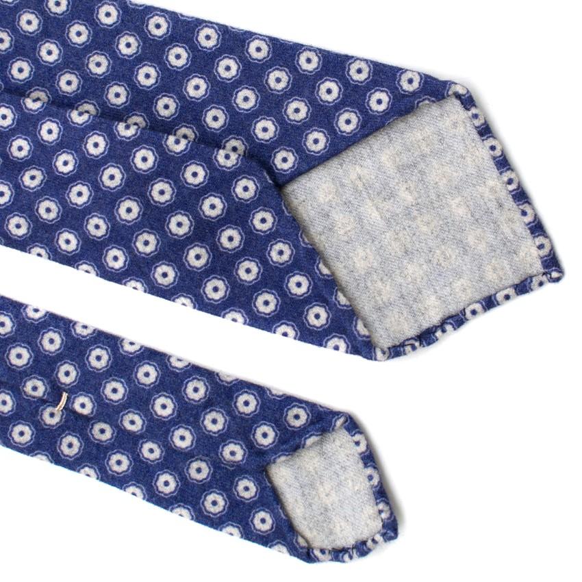 Ulturale Napoli Blue Floral Print Wool Tie