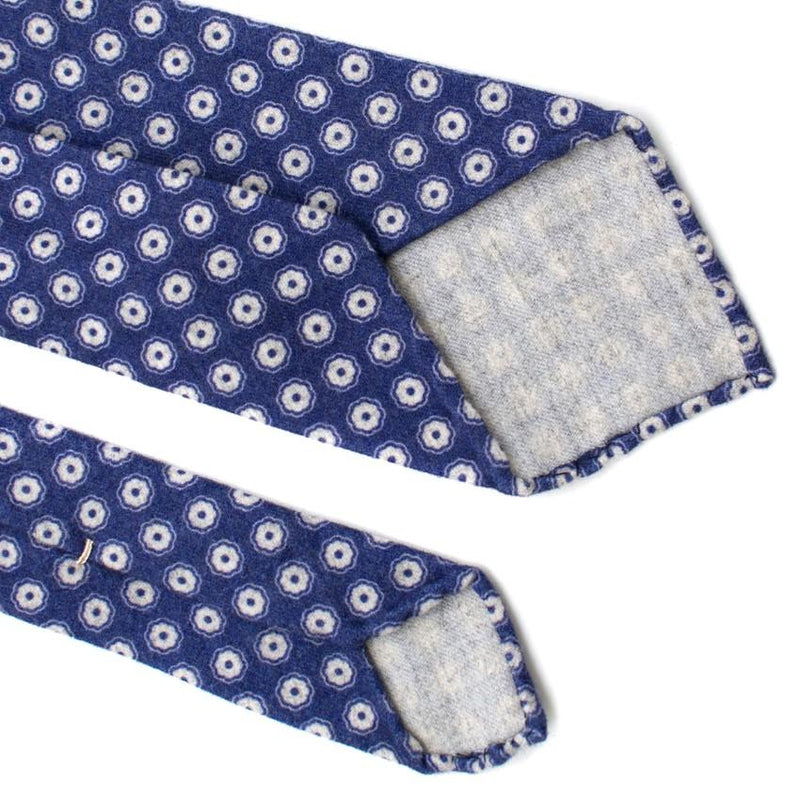 Ulturale Napoli Blue Floral Print Wool Tie