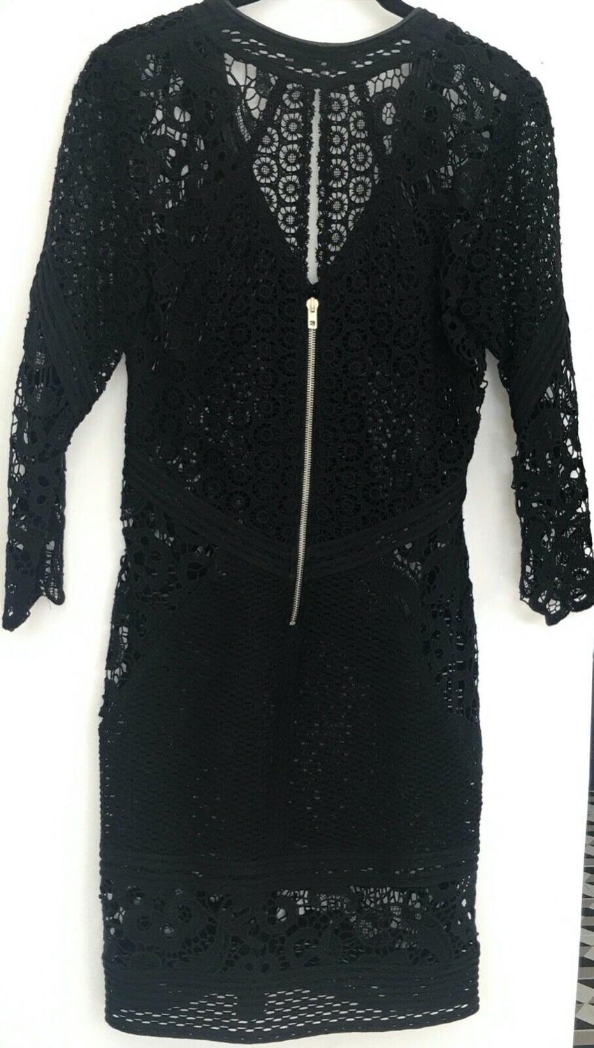 IRO black crochet rovea mini dress