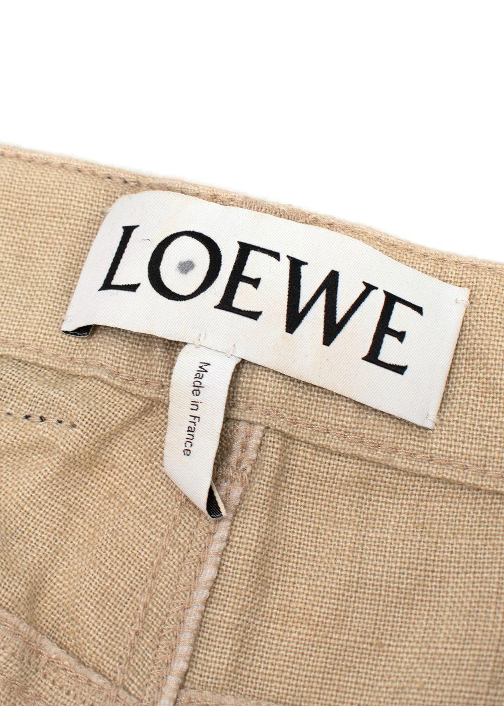 Loewe Beige Straight Leg Linen Trousers