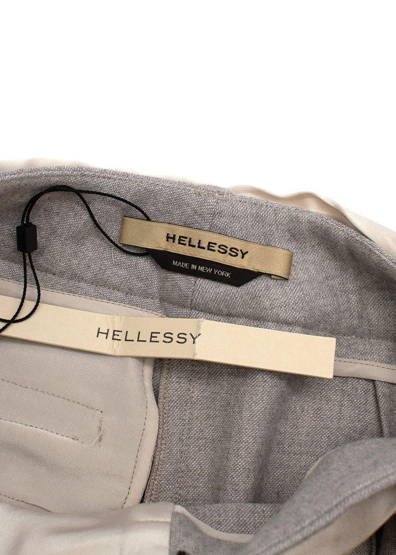 Grey Wool Scarf Tie Belted Pants
