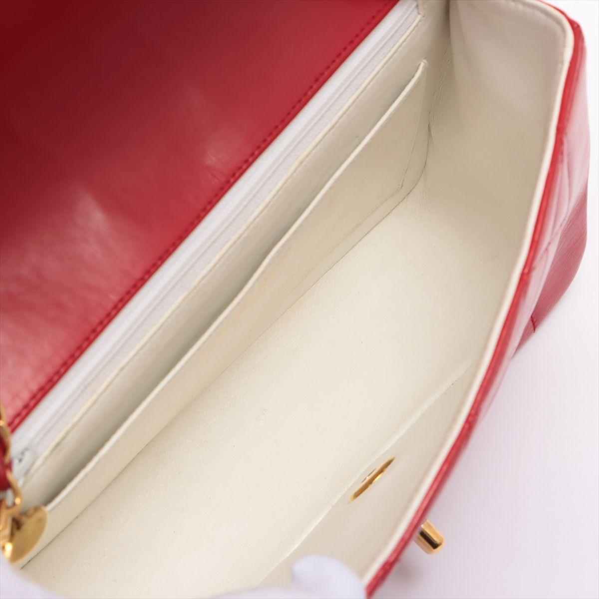 Red Lambskin Quilted Diana Flap Bag