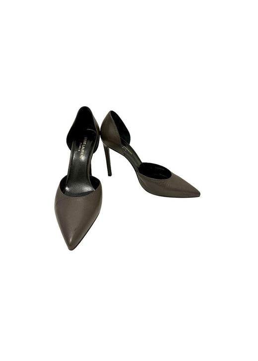 Grey Leather D'Orsay 105 Pumps