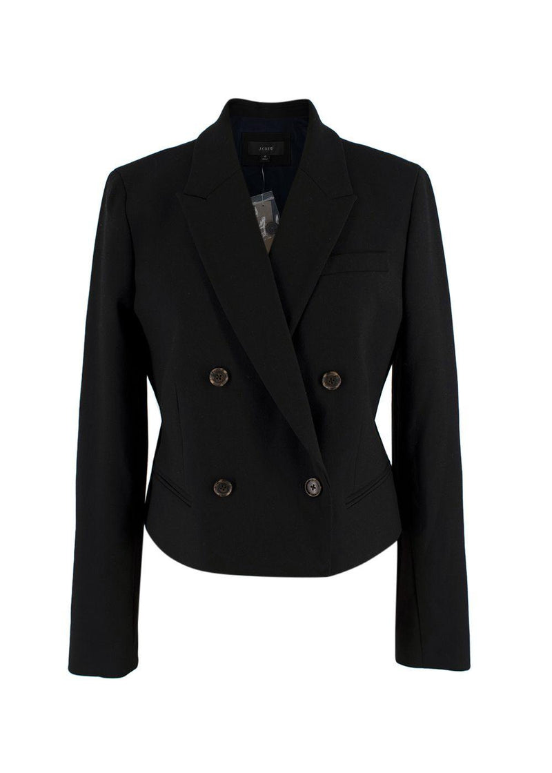 J Crew Black Cropped Double Breasted Blazer