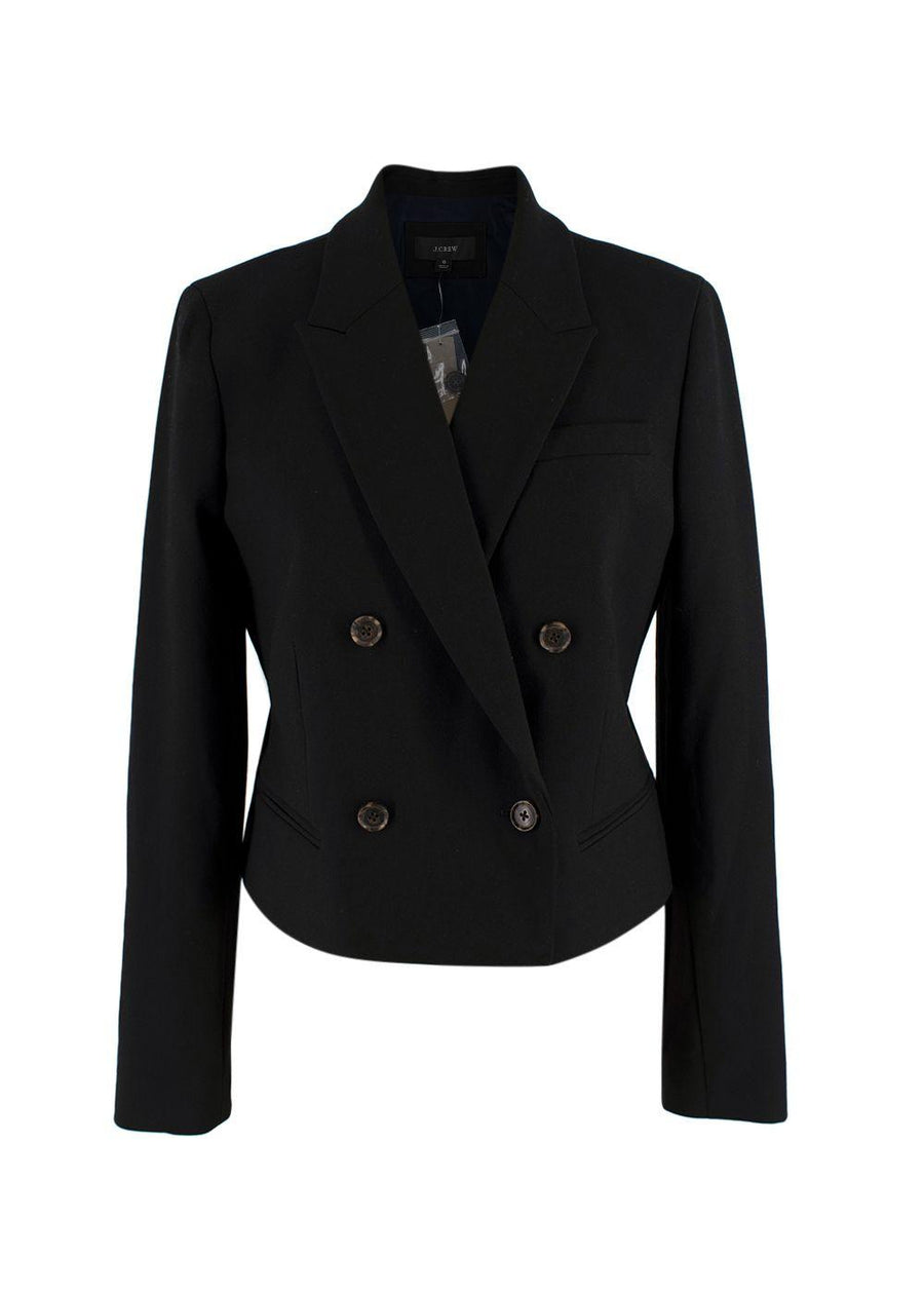 J Crew Black Cropped Double Breasted Blazer