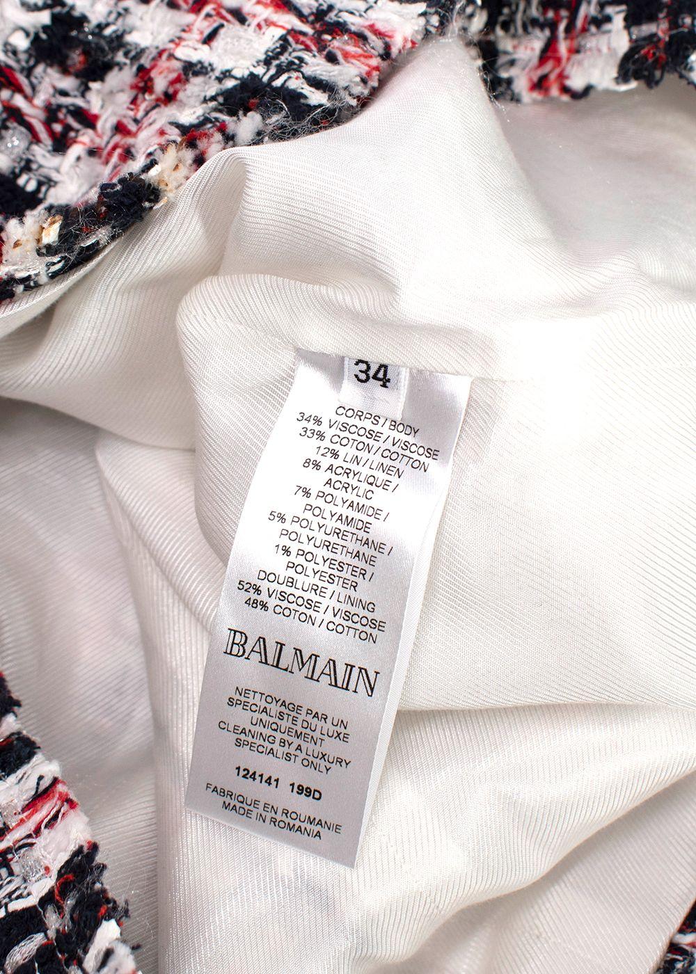 Balmain Red, White & Blue Tweed Skirt