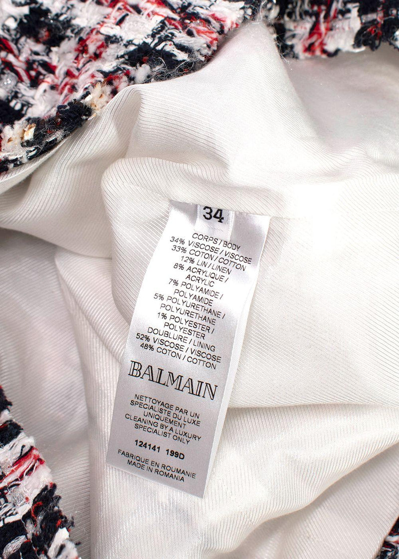 Balmain Red, White & Blue Tweed Skirt