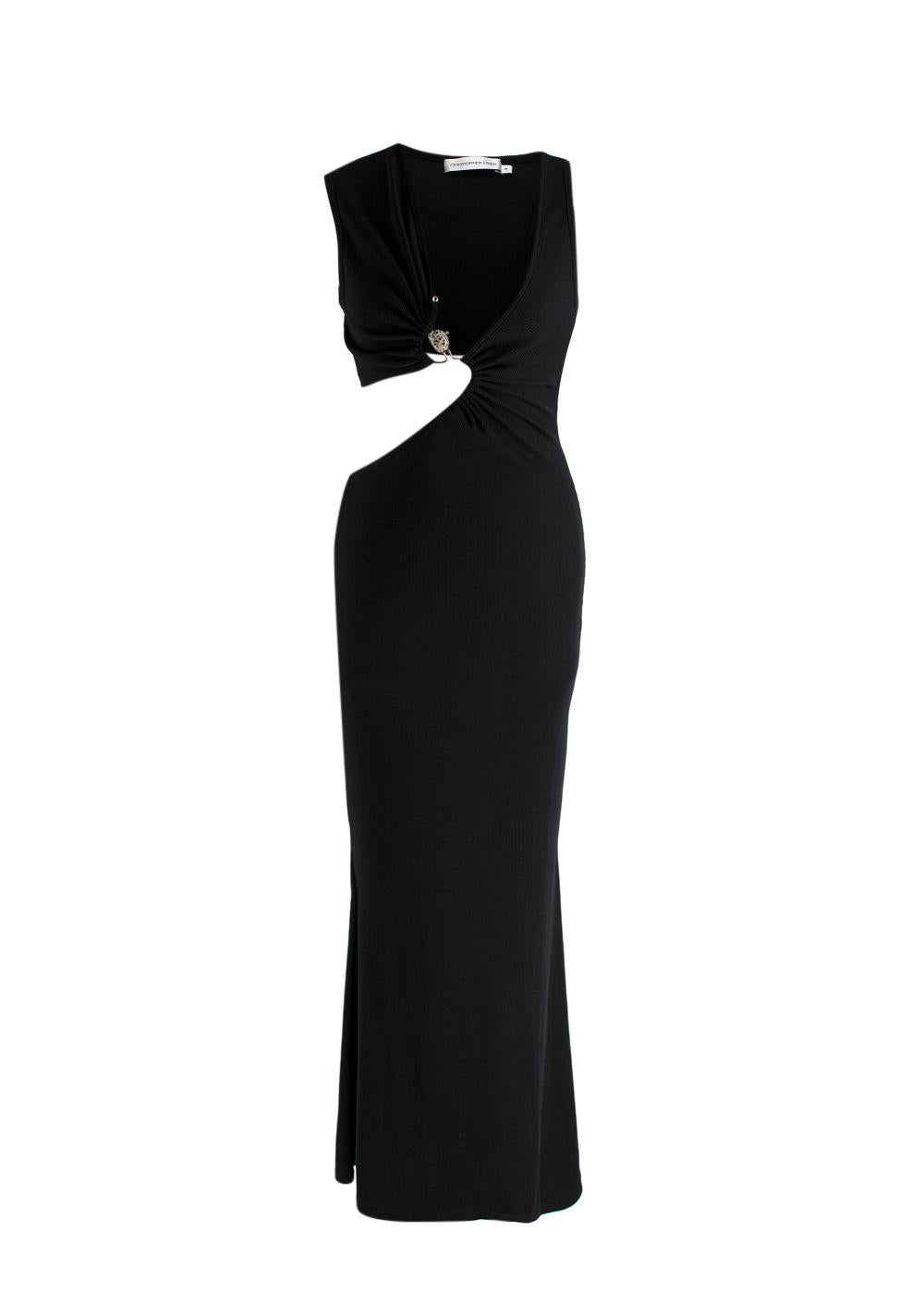 Christopher Esber Black Serpentine Embellished Midi Dress