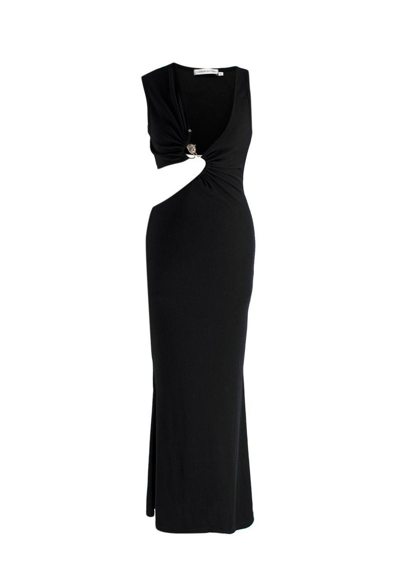 Christopher Esber Black Serpentine Embellished Midi Dress