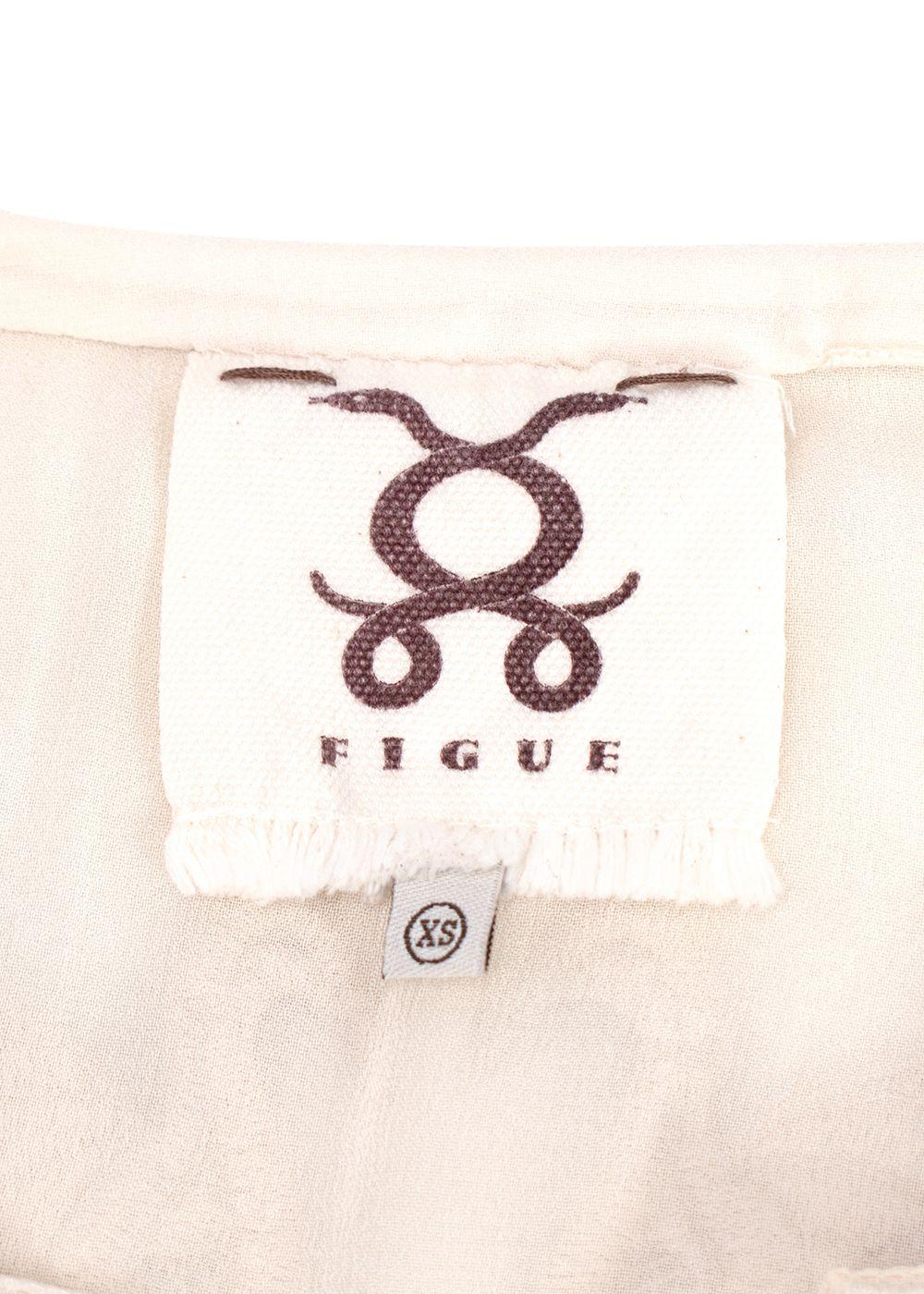 Figue Cream Silk Embroidered Belted Dress