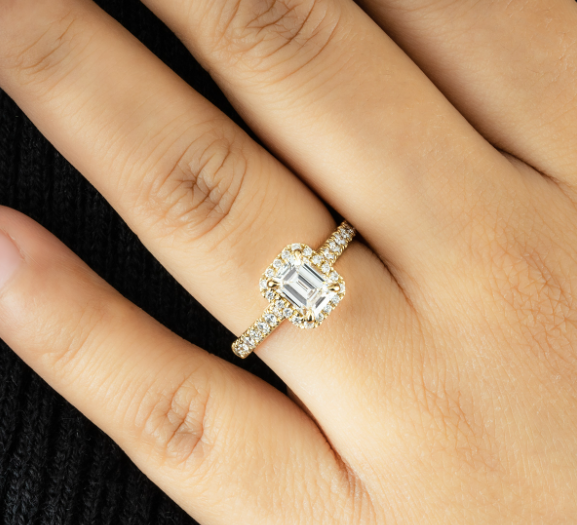 Yellow Gold Emerald Cut Diamond Ring