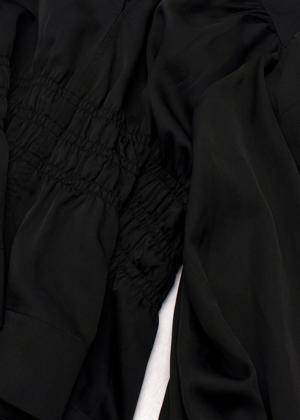 Ganni Black V Neck Ruched Blouse