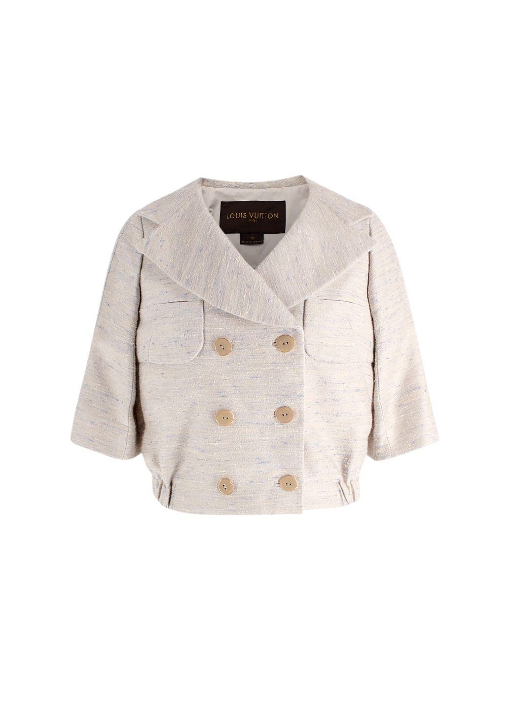 Louis Vuitton Vintage Beige Silk Jacket and Skirt Suit