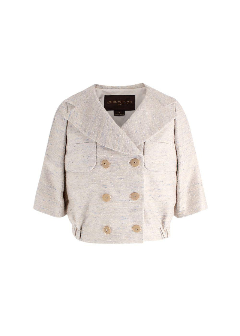 Louis Vuitton Vintage Beige Silk Jacket and Skirt Suit