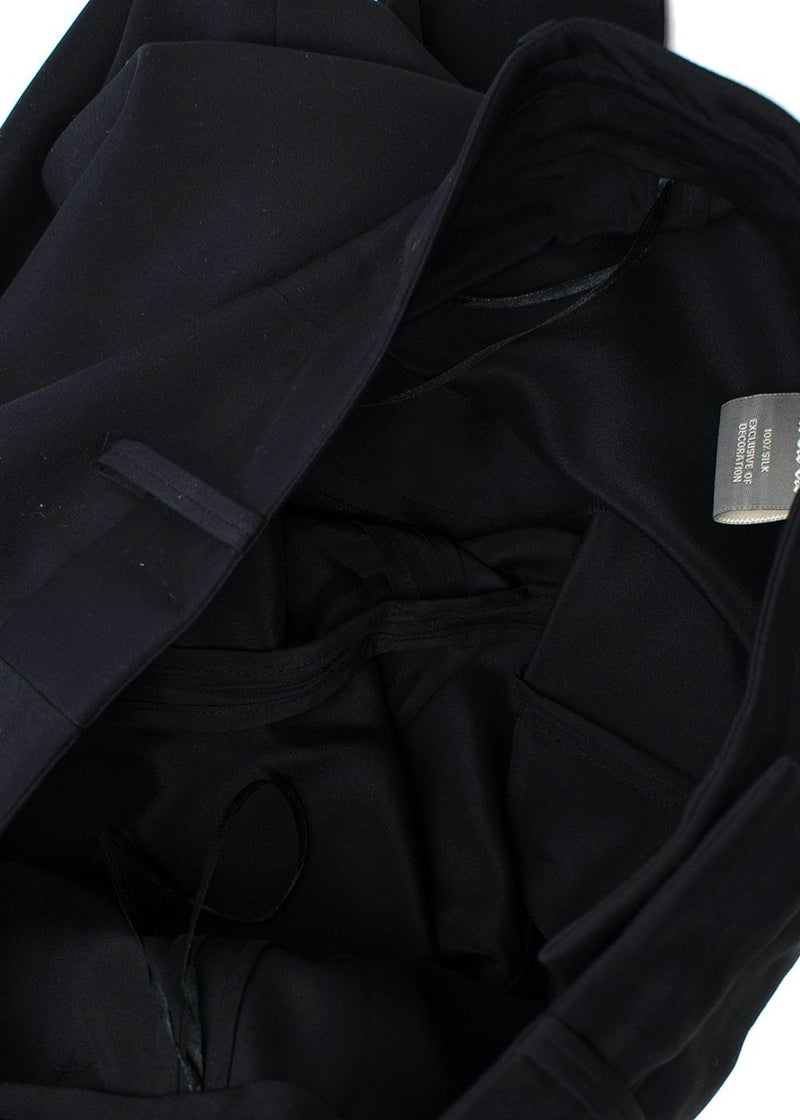 Black Embroidered Silk-Satin Kimono Jacket & Trousers
