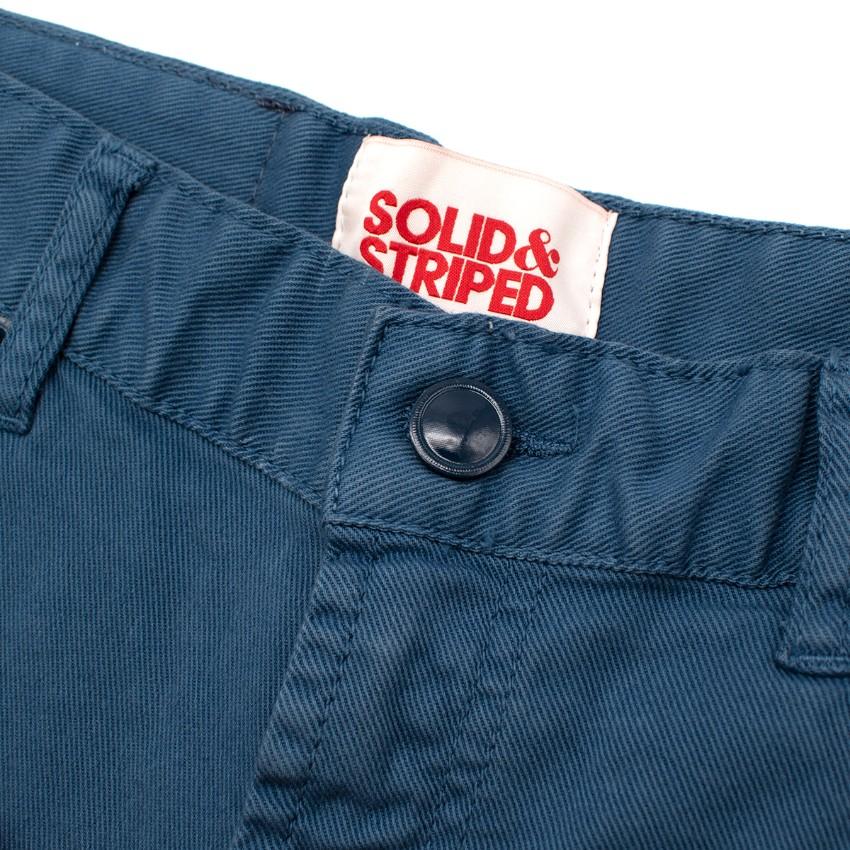 Solid & Striped Blue Cotton Shorts