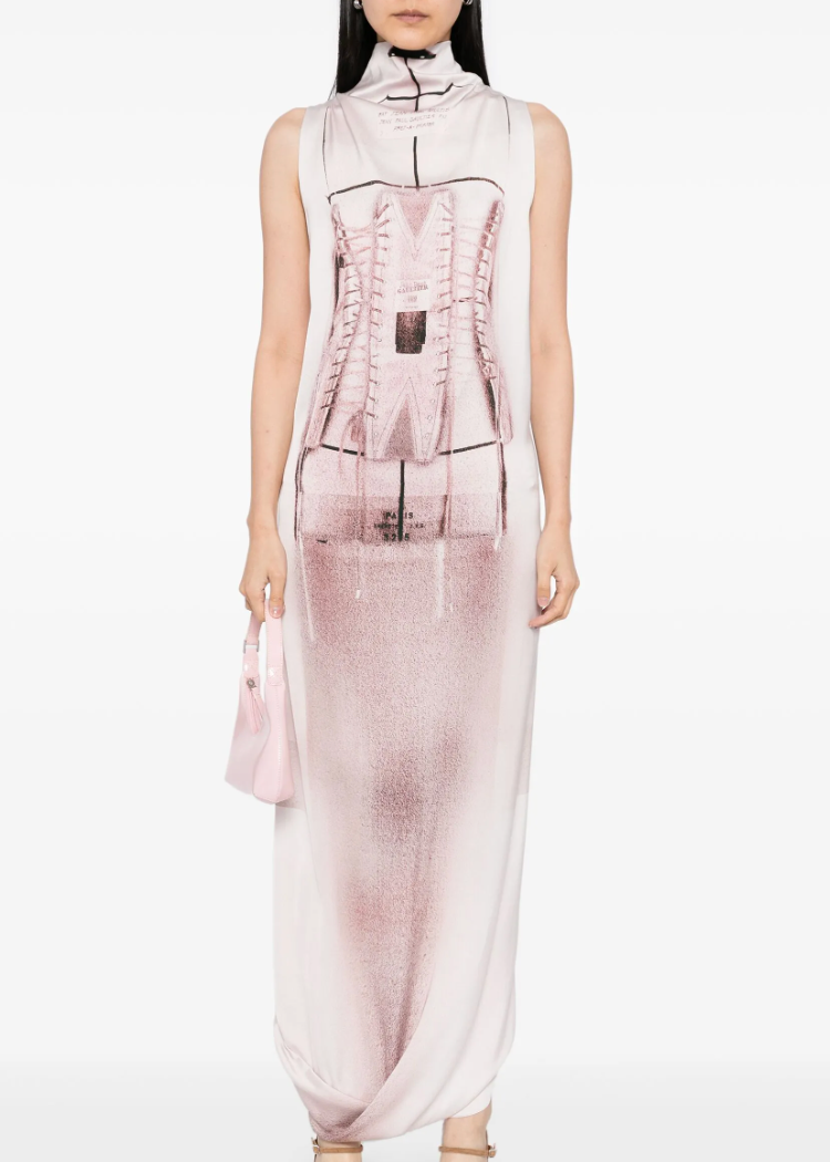Jean Paul Gaultier Maxi Bustier-Print Dress