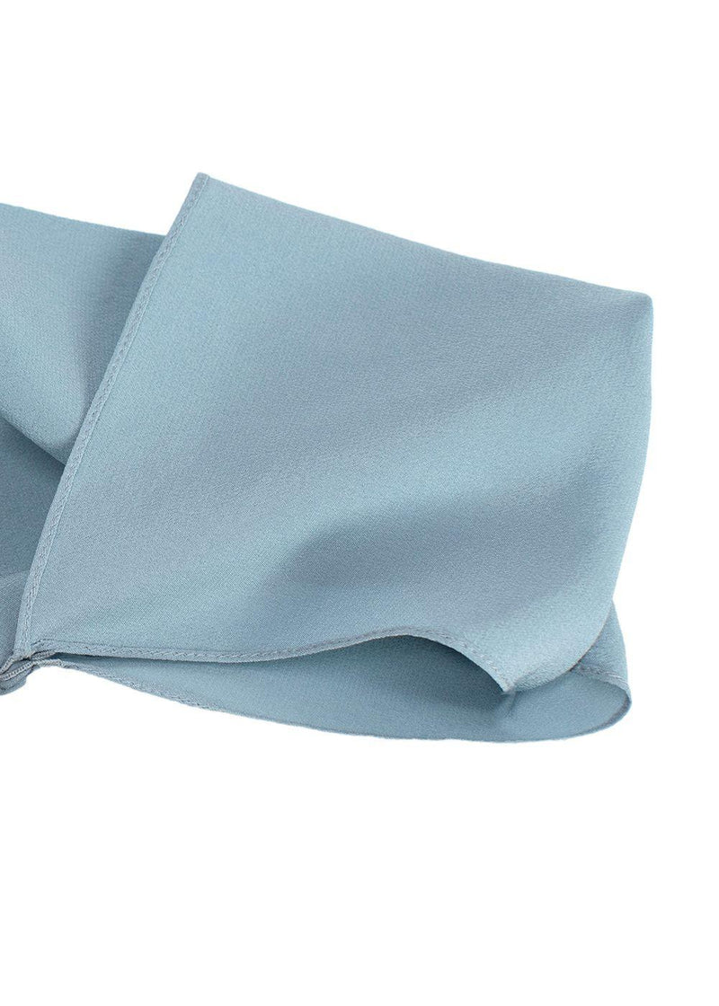 Chloe Blue Collarless Silk Blouse