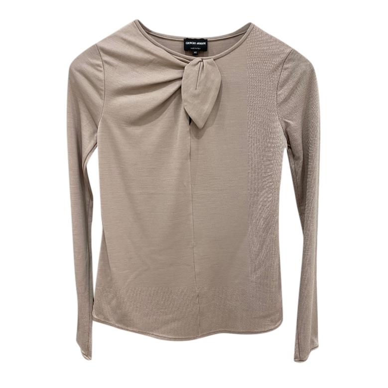 Giorgio Armani Wool & Silk Bow Detail Top