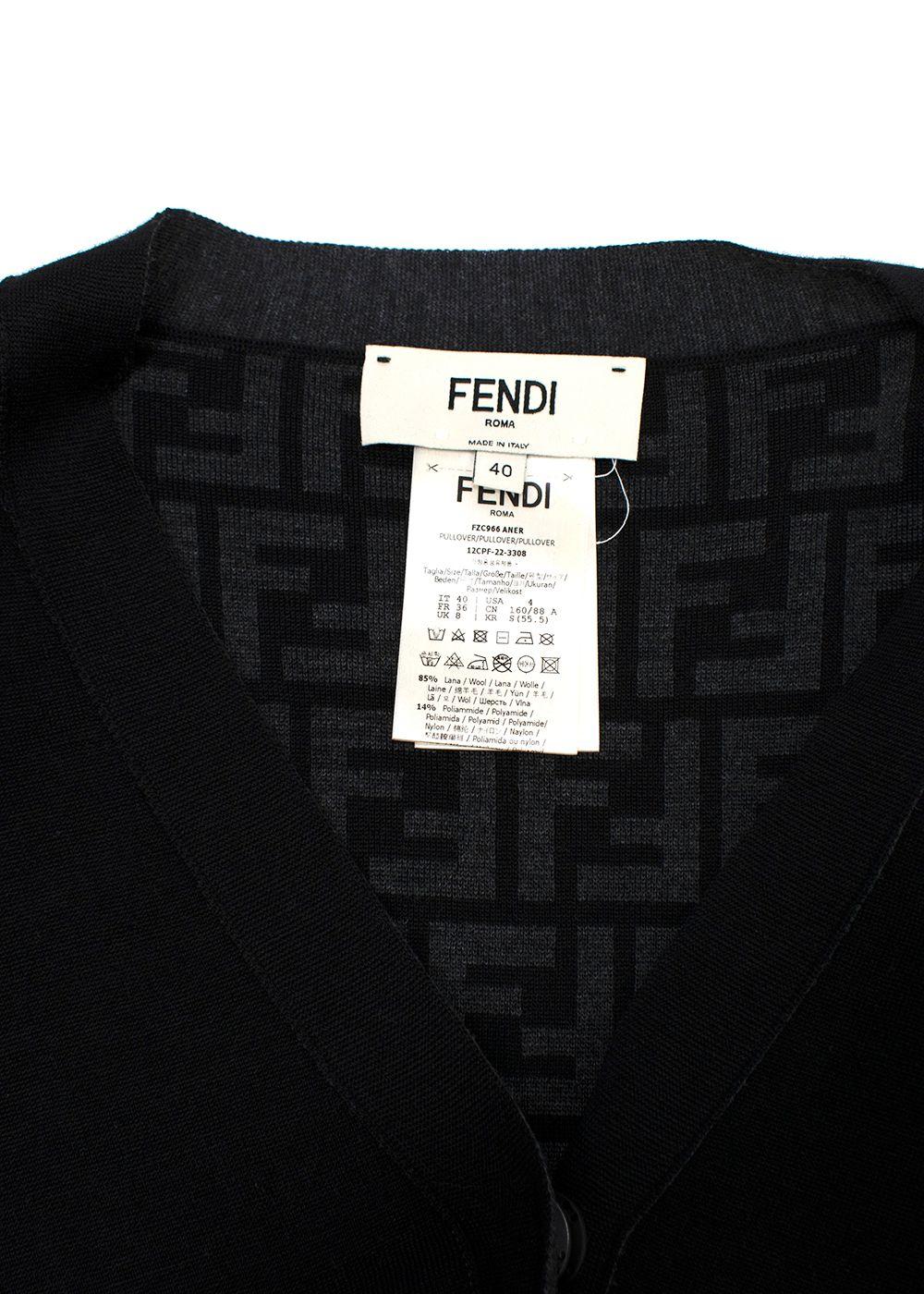 Fendi Black Knit Cardigan with Monogram Interior