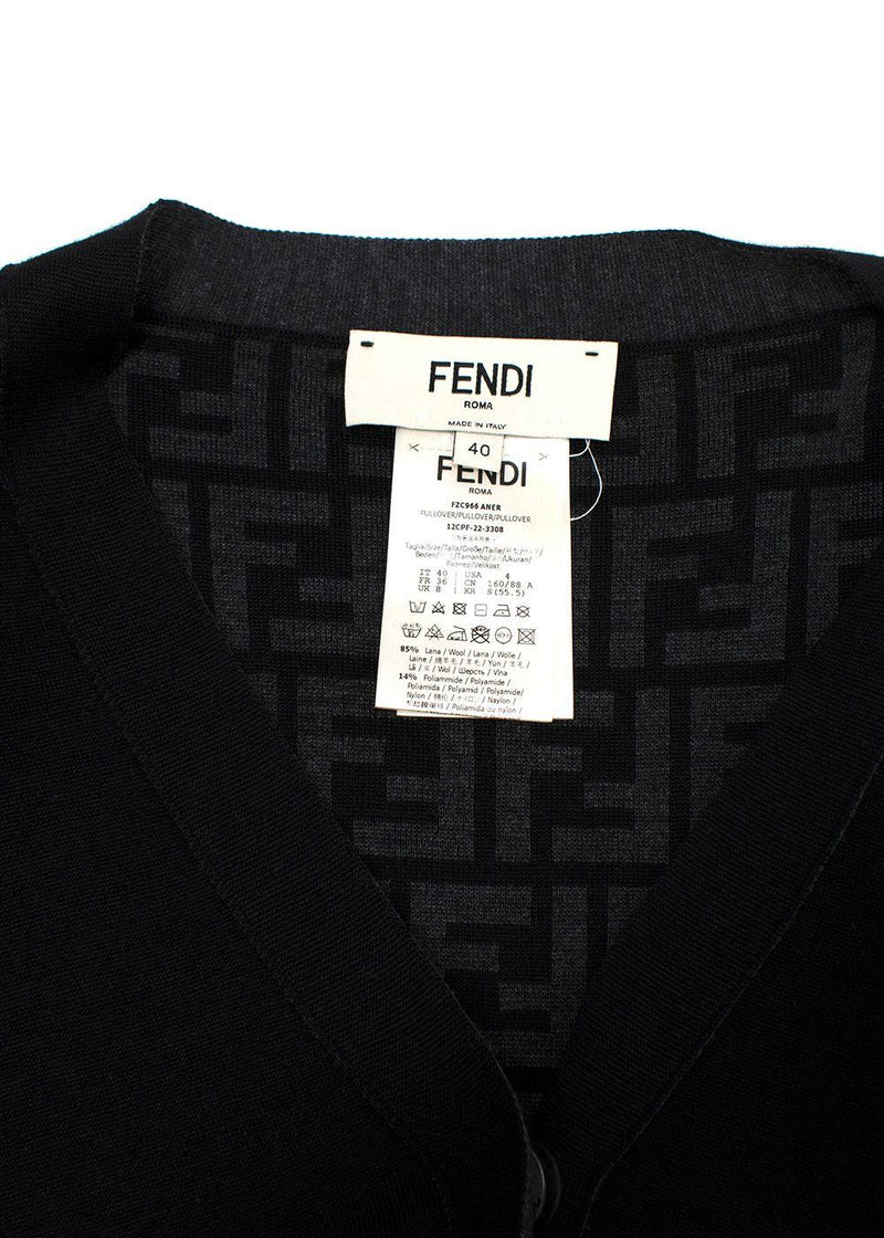 Fendi Black Knit Cardigan with Monogram Interior