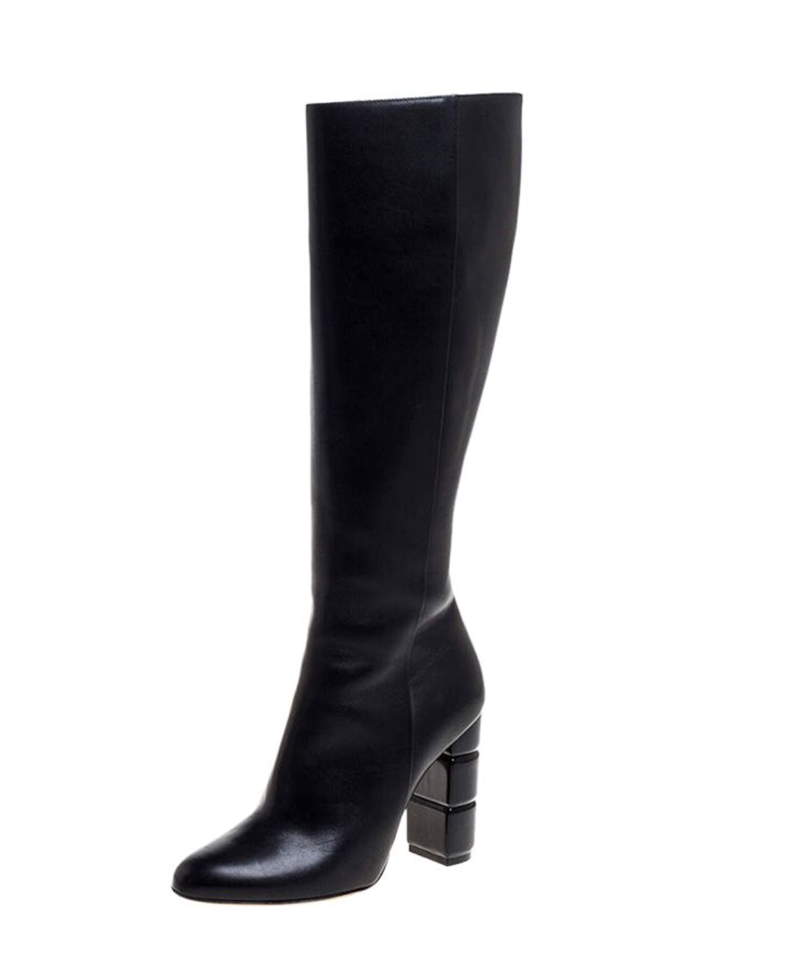 Black Leather Knee Boots