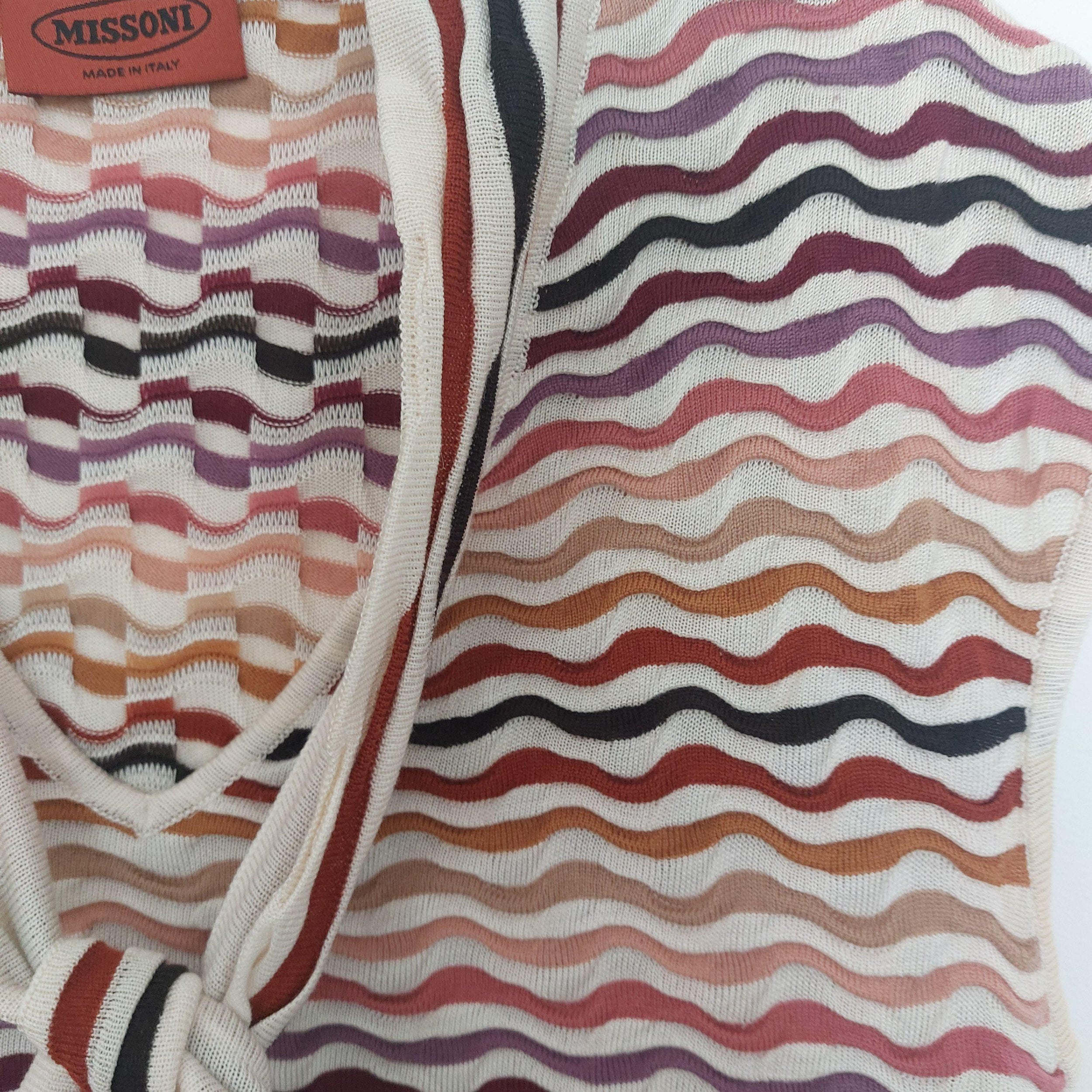 Multicoloured Abstract Knit Tie Blouse