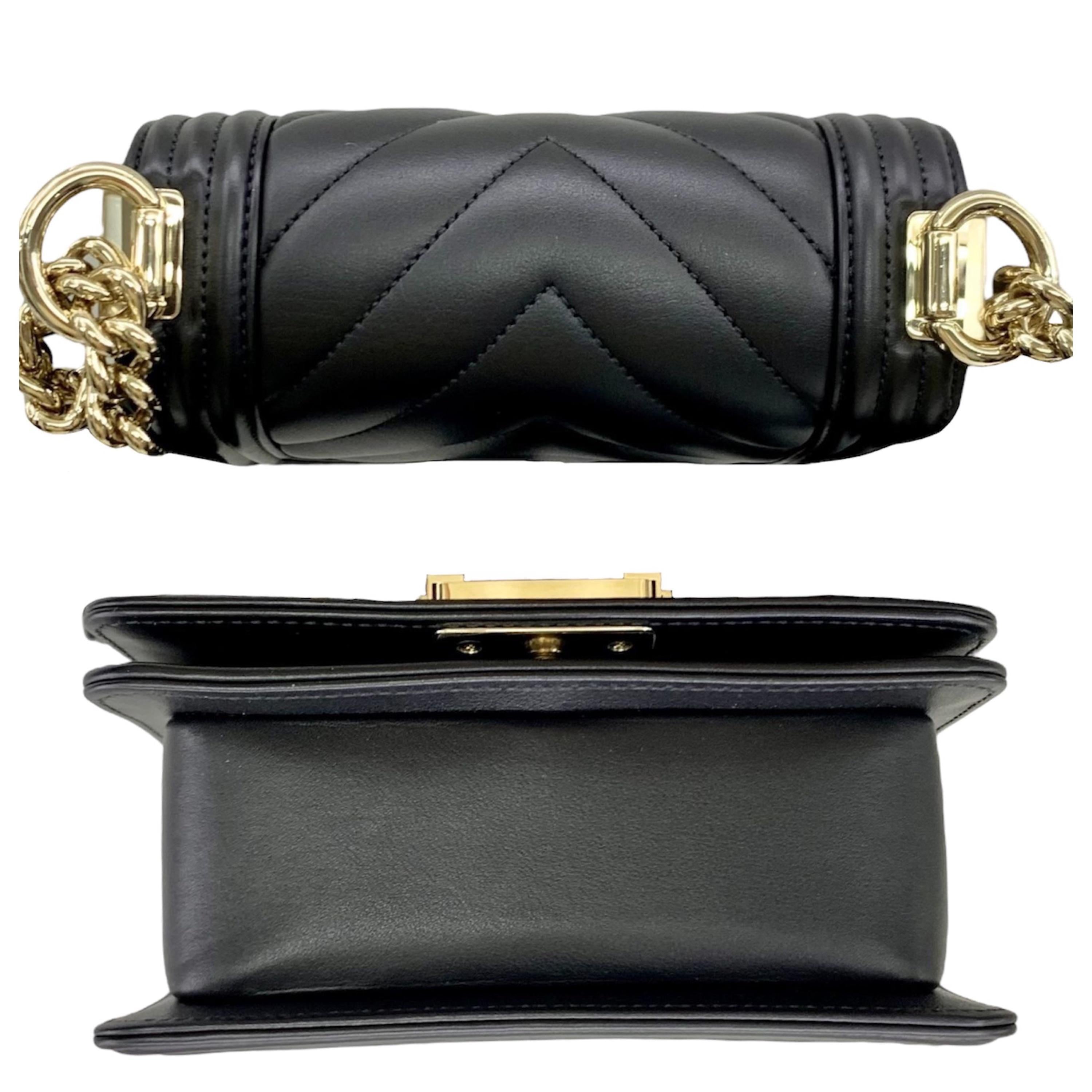 Chanel Black Chevron Mini Boy Bag