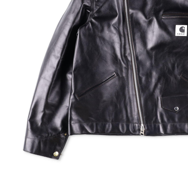 Sacai X Carhartt Wip Cotton Corduroy-Trimmed Leather Jacket