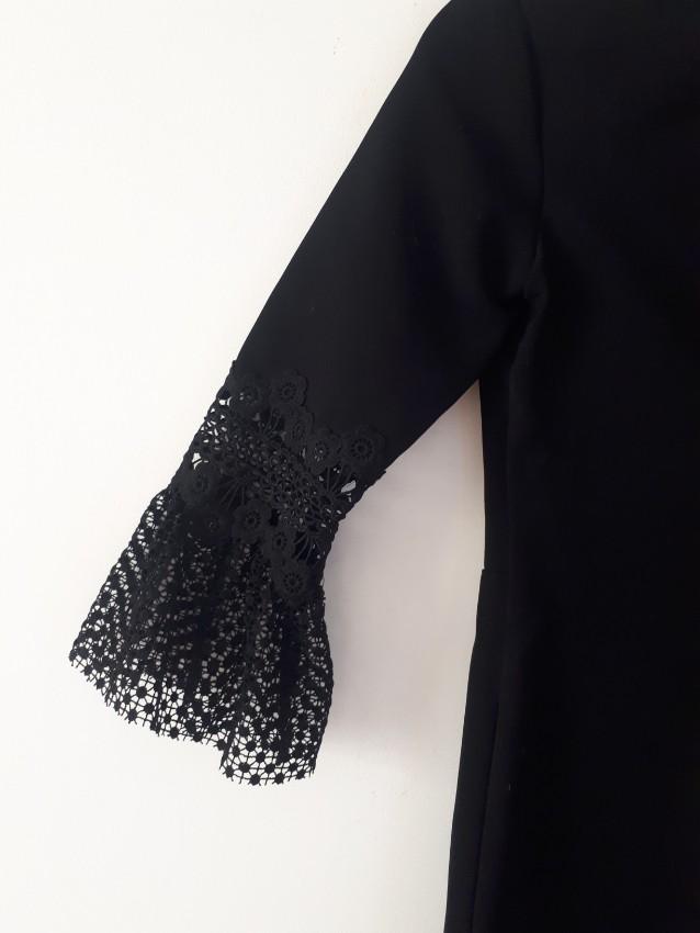 Self Portrait Black Lace trimmed mini dress