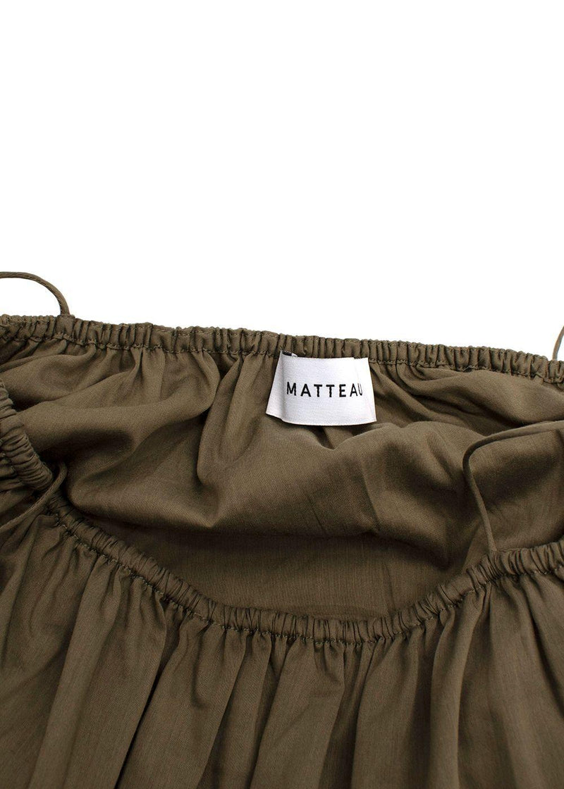 Matteau Army Green Tiered Cotton And Silk Midi Dress