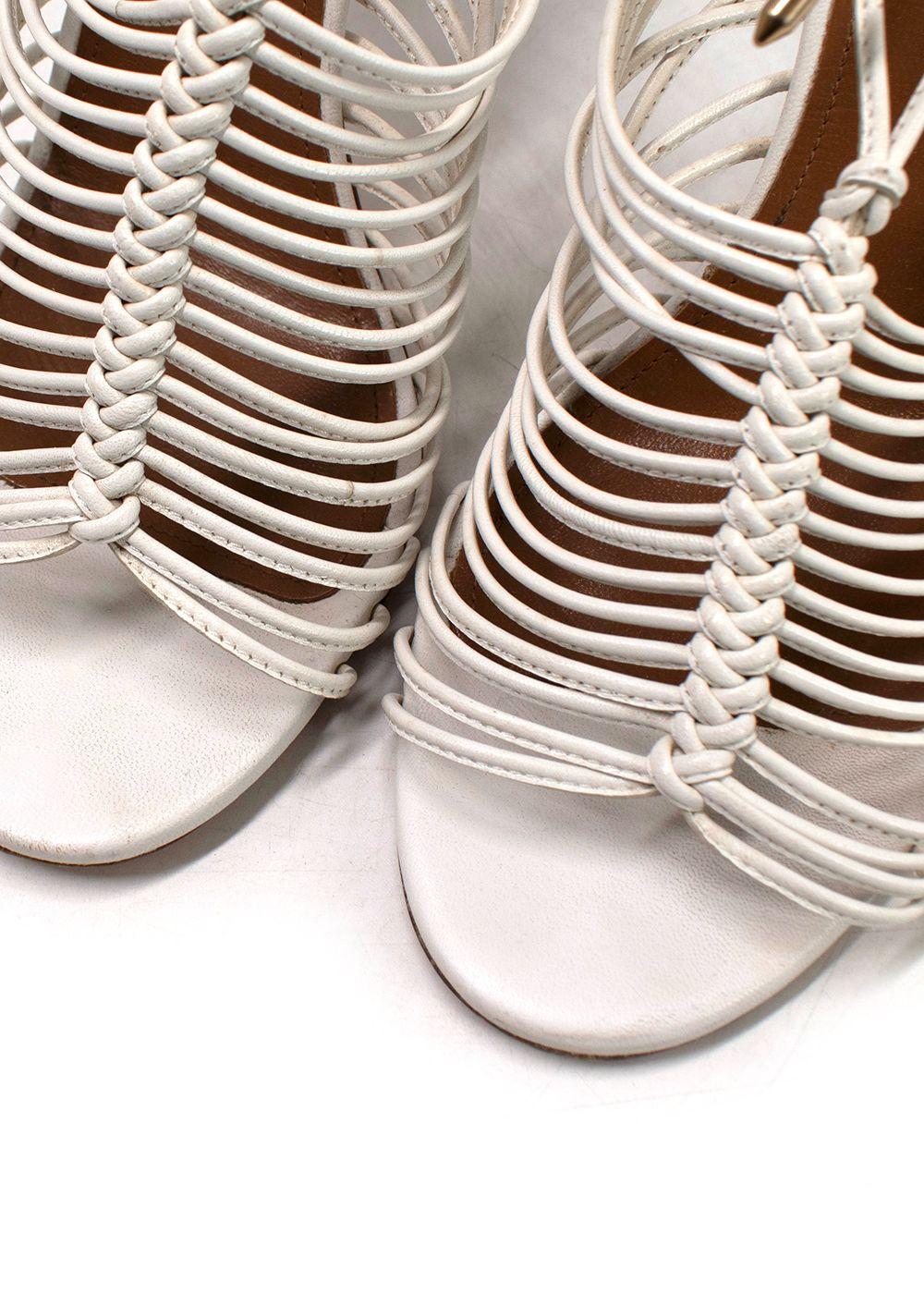 Aquazzura White Leather Nadja Heels