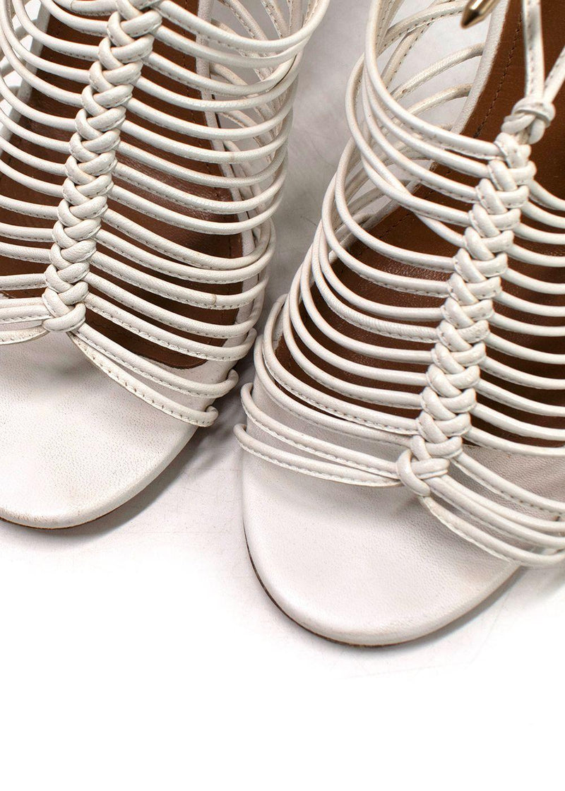 Aquazzura White Leather Nadja Heels
