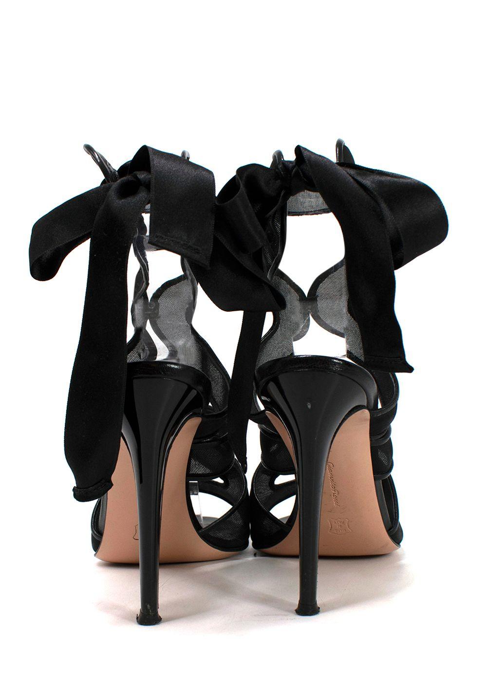 Gianvito Rossi Black Mesh Wrap Sandals