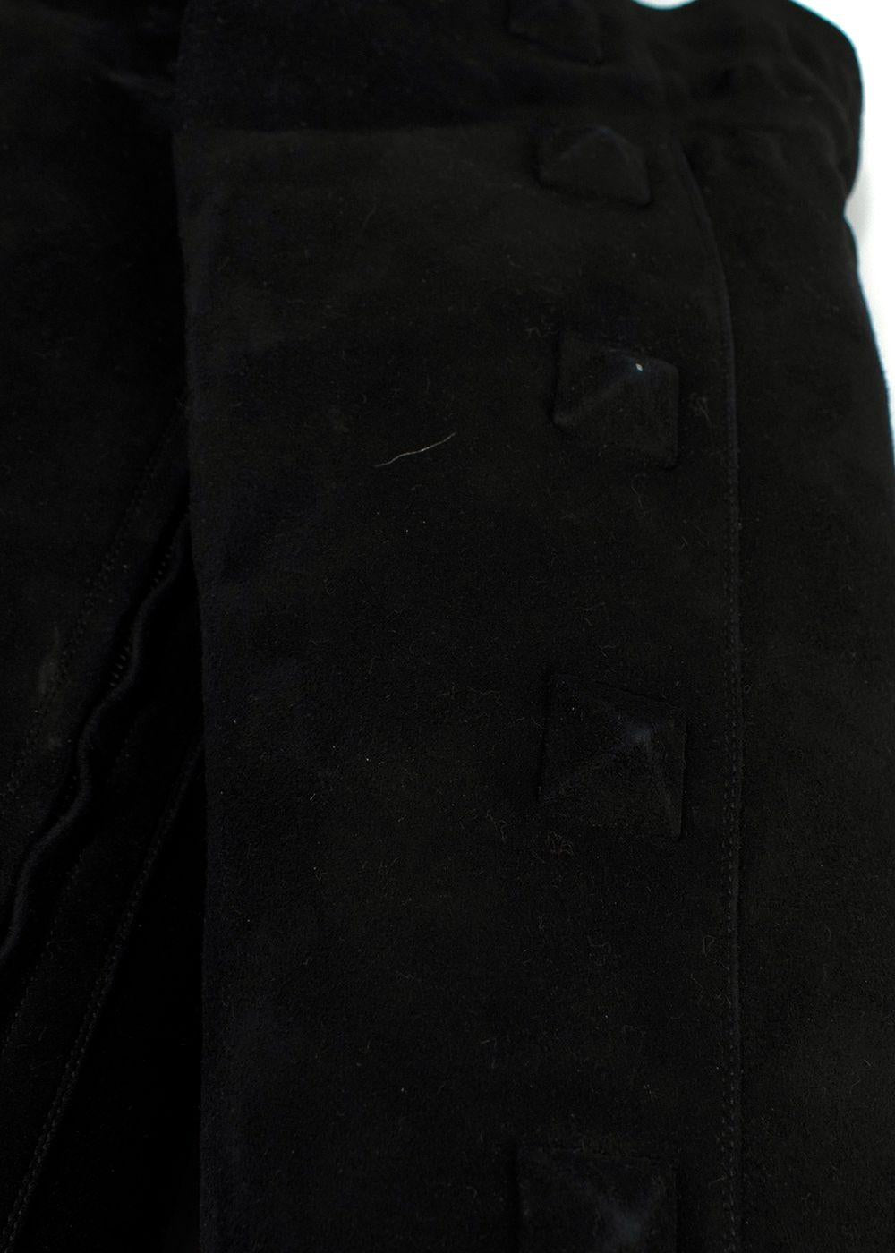 Valentino Black Suede Rockstud OTK Boots