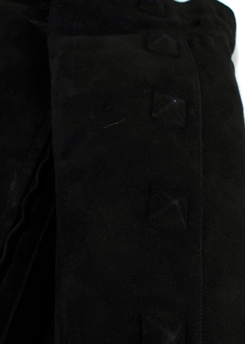 Valentino Black Suede Rockstud OTK Boots