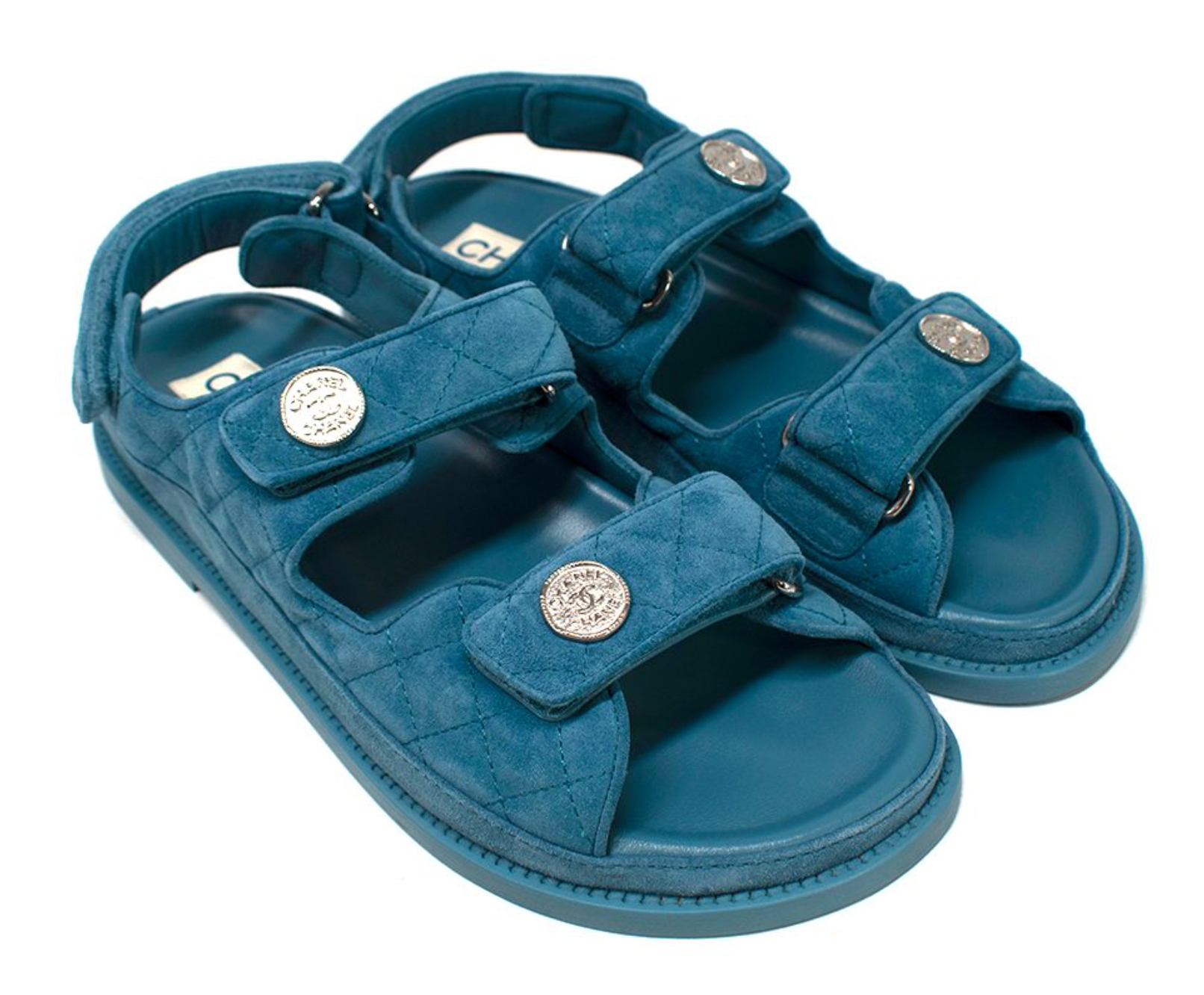 Chanel Blue Suede Dad Sandals