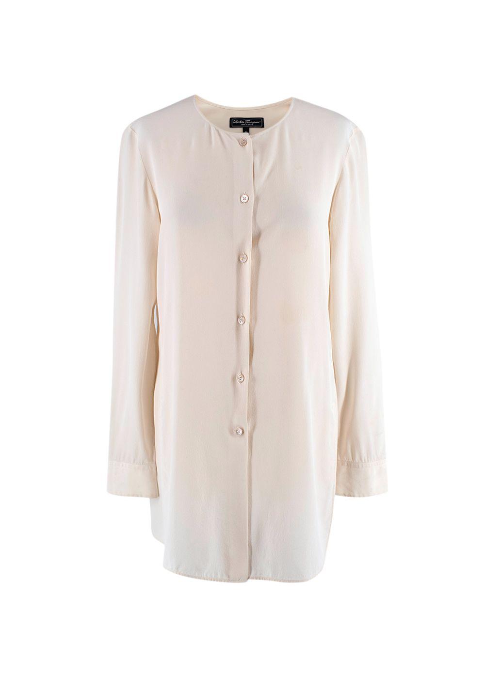 Cream Silk Longline Blouse